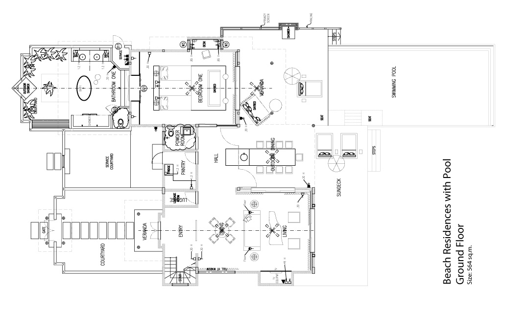 ツーベッドルーム・ビーチプール・レジデンス - 間取り図 1