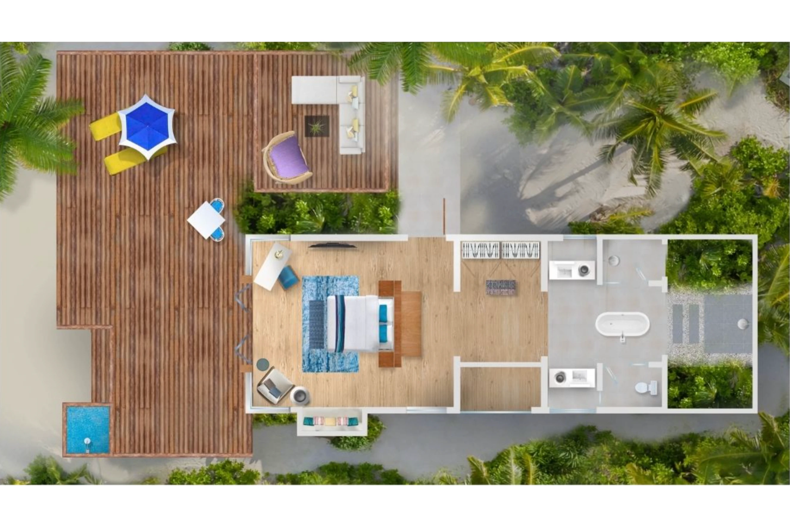 海滩别墅 - 纯粹海岛生活美学的原始沙滩秘境 - 平面图 1