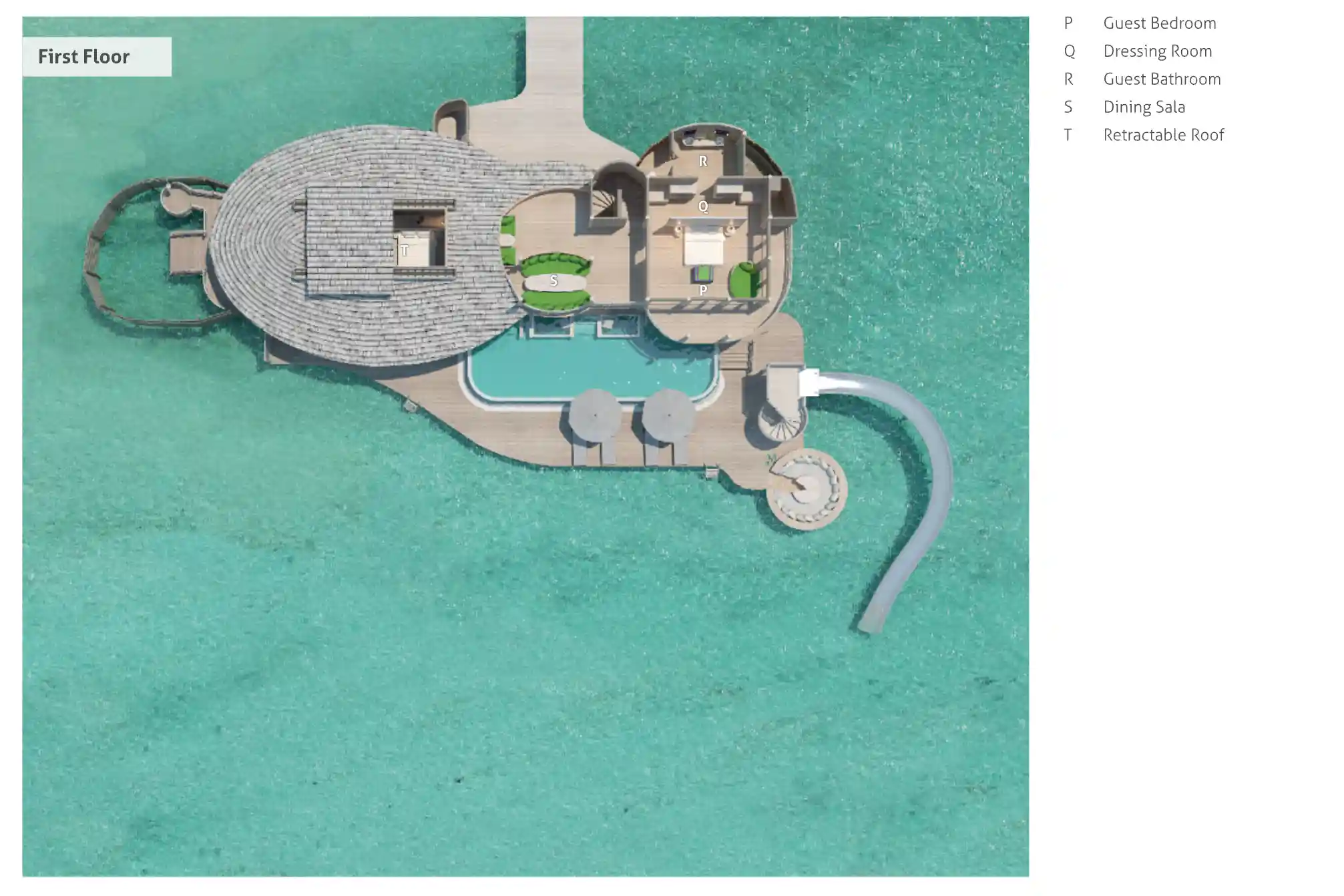 2 Bedroom Water Retreat with Slide - Multi-Level Lagoon Mansion, Celestial Harbor - Floor Plan 2