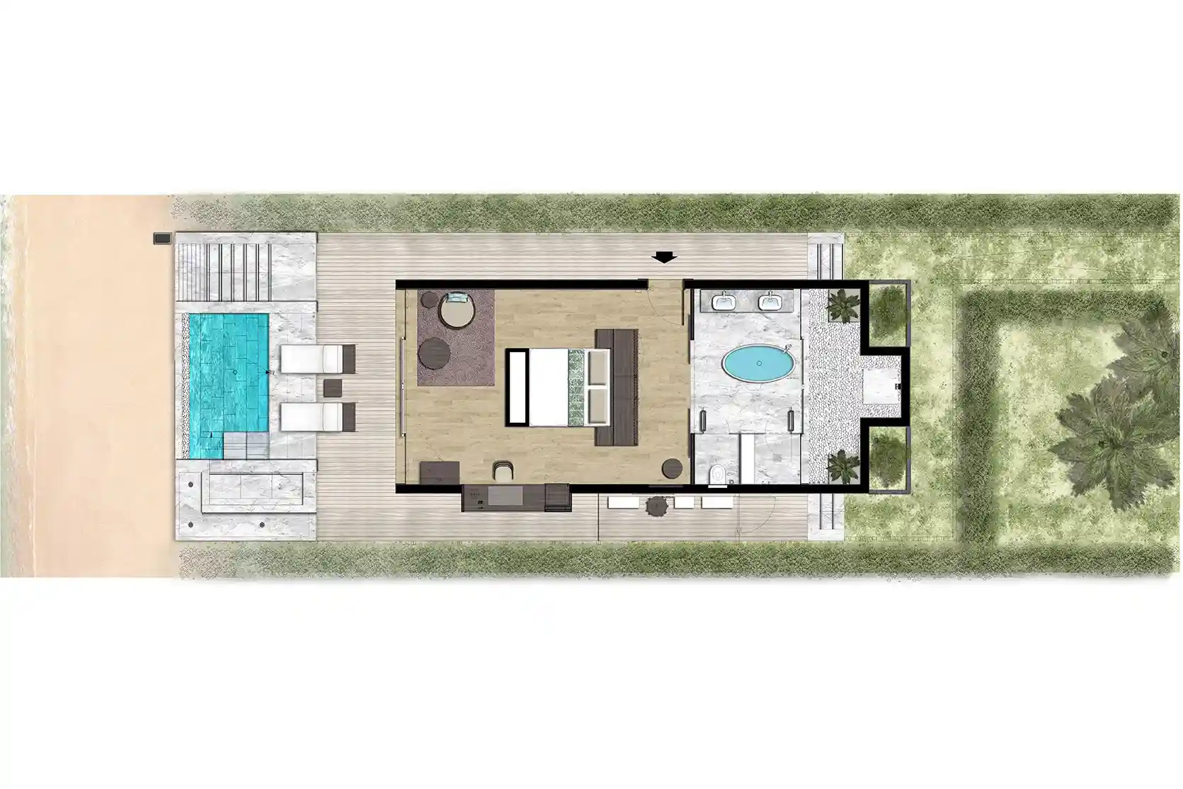 ビーチヴィラ・プール付き - プライベート海辺の楽園 - 間取り図 1